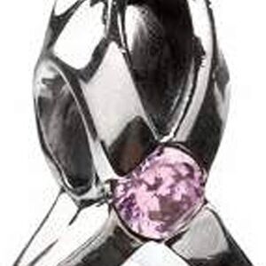 CHAMILIA 925 Sterling Silver Pink Give Back Breast Cancer Slide Bead Charm